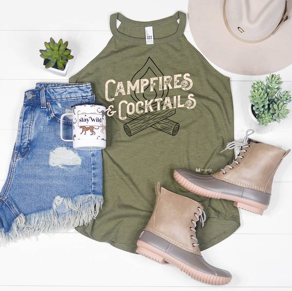Campfires and Cocktails Rocker Tank