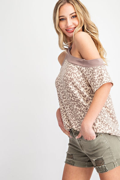 Leopard Contrast Halter Neck Top - Arriving 7/25 - Ruby Rebellion