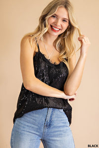 Sequin Lace Detail Cami Top - Ruby Rebellion