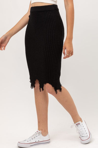 Black Sweater Midi Skirt - Ruby Rebellion