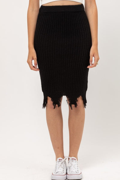 Black Sweater Midi Skirt - Ruby Rebellion