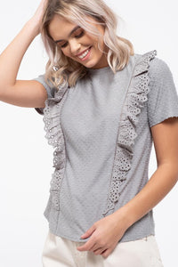 Swiss Dot Ruffle Top - Ruby Rebellion