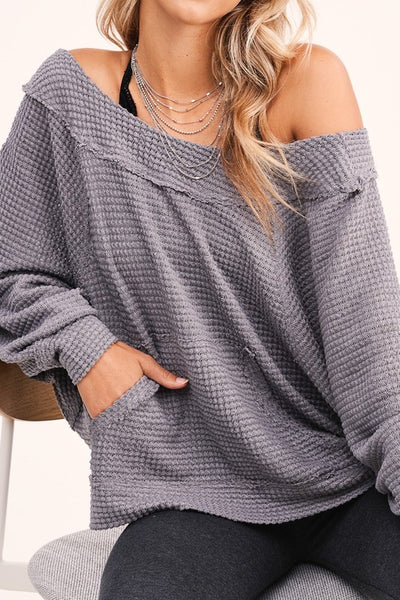 Talking Cozy Waffle Knit Top - Ruby Rebellion