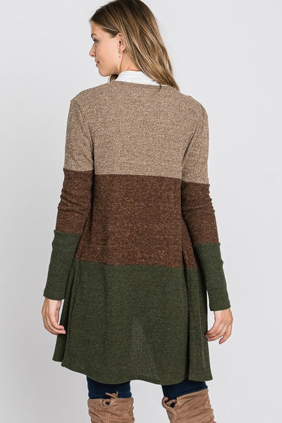 Olive Color Block Cardigan - Ruby Rebellion