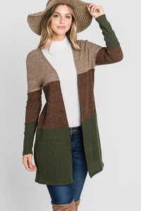 Olive Color Block Cardigan - Ruby Rebellion