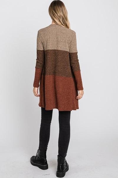 Rust Color Block Cardigan - Ruby Rebellion
