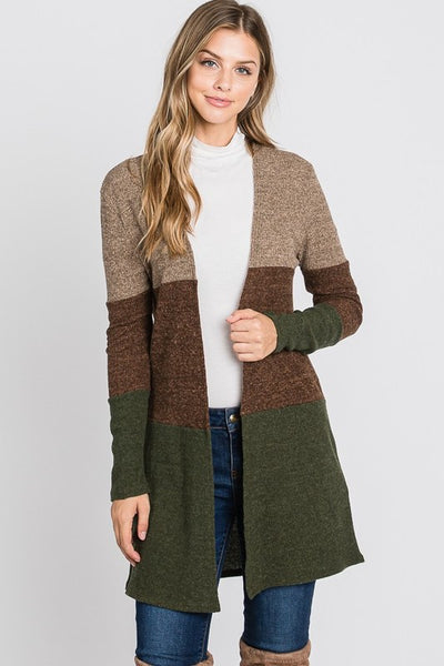 Olive Color Block Cardigan - Ruby Rebellion