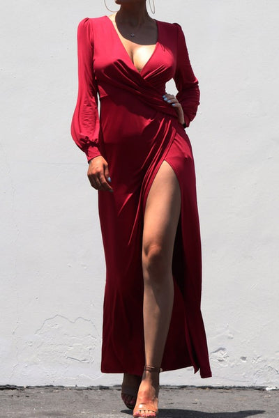 Burgundy Venetian Maxi Dress - Ruby Rebellion