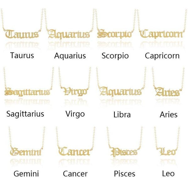 Old English Zodiac Necklace