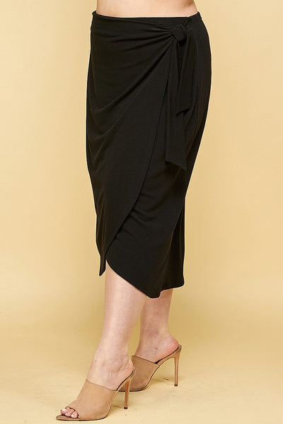 Faux Wrap Midi Skirt - Ruby Rebellion