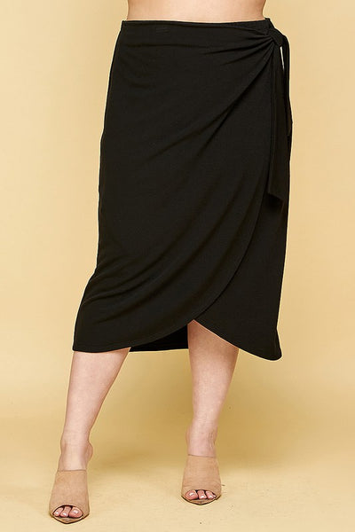 Faux Wrap Midi Skirt - Ruby Rebellion