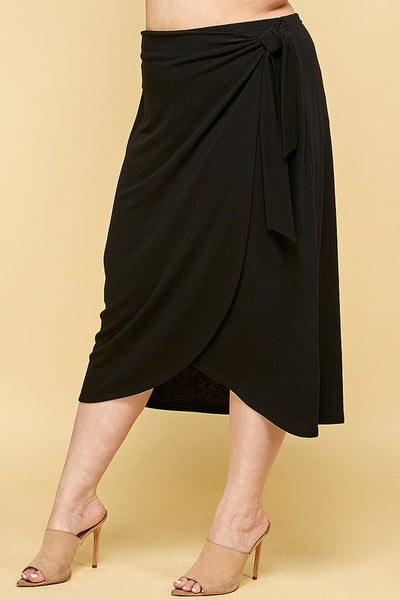 Faux Wrap Midi Skirt - Ruby Rebellion