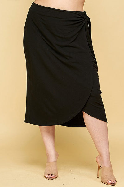 Faux Wrap Midi Skirt - Ruby Rebellion