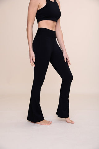 Ribbed Flare High-Waist Leggings