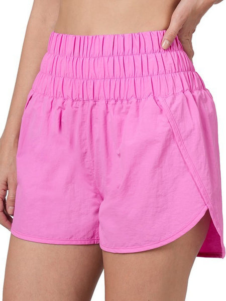 New Colors - Zenana Windbreaker Smocked Waistband Running Shorts