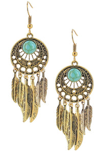 Turqoise Dream Catcher Dangle Earrings - Ruby Rebellion