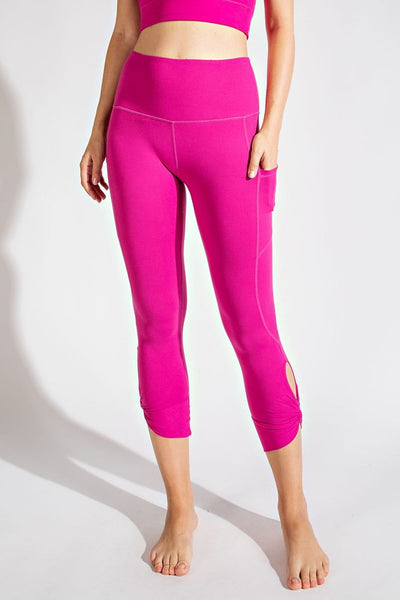 Raspberry Capri Keyhole Yoga Leggings