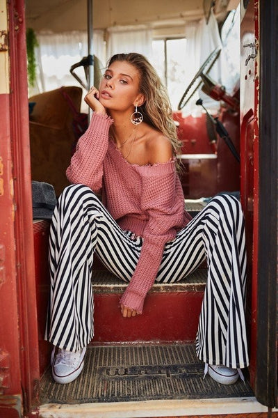 Welcome to the West Striped Flare Pants - Ruby Rebellion