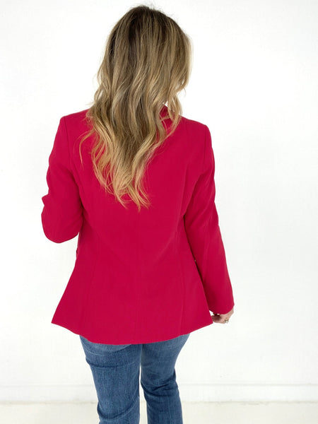 Rose Wavy Collar Single Button Blazer