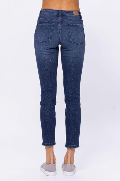 Spots Mid-Rise Mineral Wash Relaxed Jeans by Judy Blue