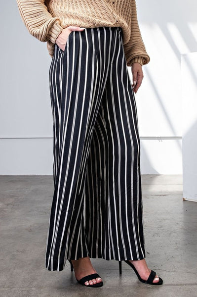 Rae Mode Striped Hi Waist Wide Leg Long Pants
