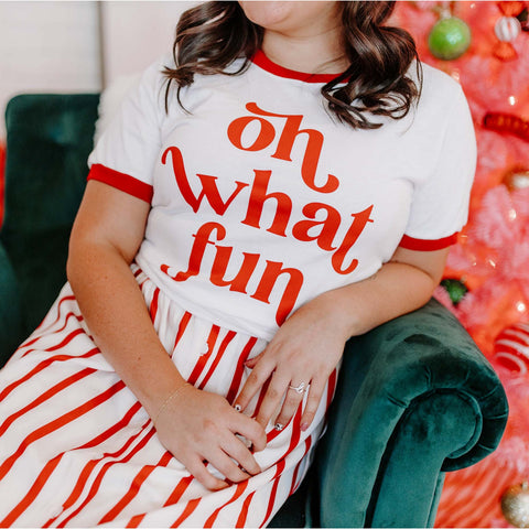 Oh What Fun Ringer Tee - Ruby Rebellion