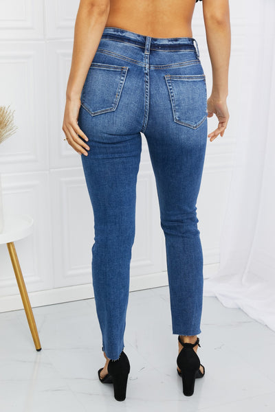 VERVET Full Size Raw Hem Cropped Jeans