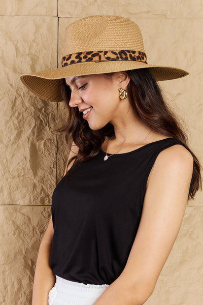 Wild One Leopard Ribbon Straw Hat