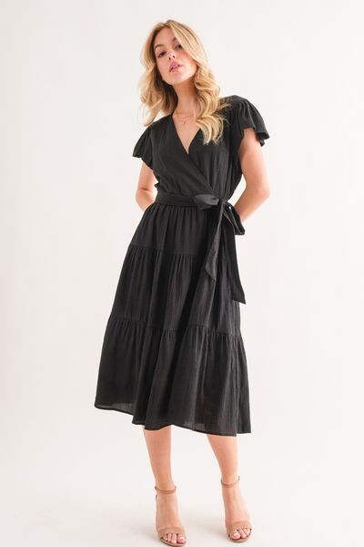And The Why Textured Tiered Midi Dress