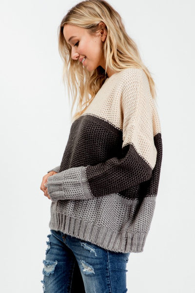 Staying In Color Block Sweater - Ruby Rebellion