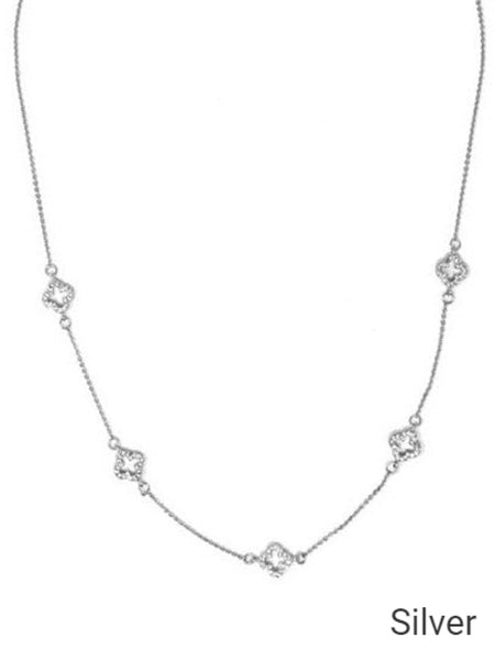 Melania Clara Crystal Clovers Dainty Necklace