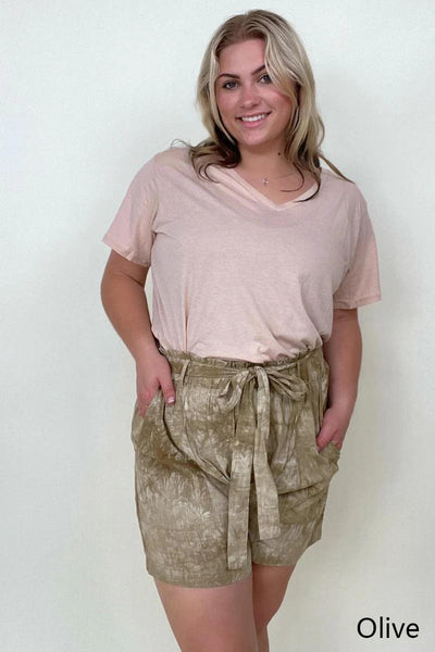 Cotton Bleu Tie Dye Casual Shorts With Belt