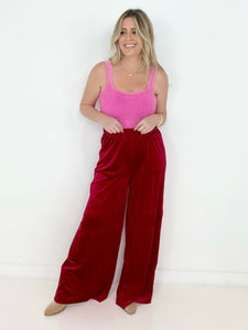 Velvet Wide Leg Pants - Available in 3 colors!