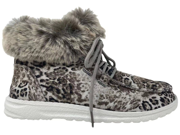 Fancy Fur Lace Up Moccasin Shoes