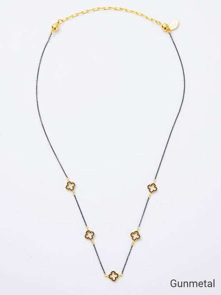 Melania Clara Crystal Clovers Dainty Necklace
