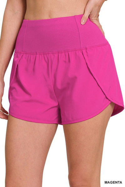 Zenana High Waisted Zippered Back Pocket Running Shorts