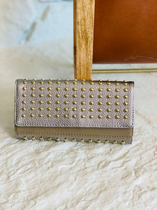 Kiss Me Jane Studded Faux Leather Wallet