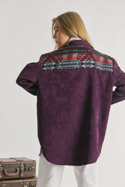 Purple Aztec Corduroy Shacket