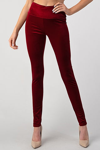 High Waist Velvet Leggings - Available in Black or Burgundy - Ruby Rebellion