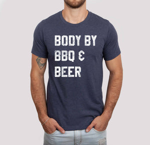 Body By BBQ and Beer Men's Shirt, Father's Day Tee, Funny