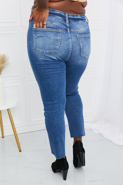 VERVET Full Size Raw Hem Cropped Jeans