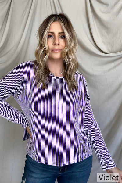 Zenana Ribbed Boat Neck Drop Shoulder Long Sleeve Top