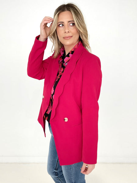 Rose Wavy Collar Single Button Blazer