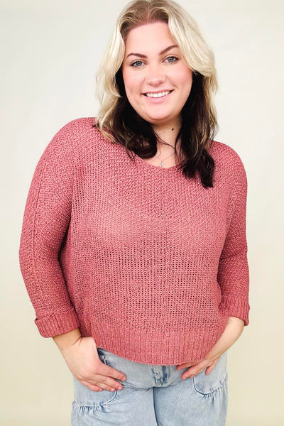 Falling Leaves Round Neck Light Knit Sweater