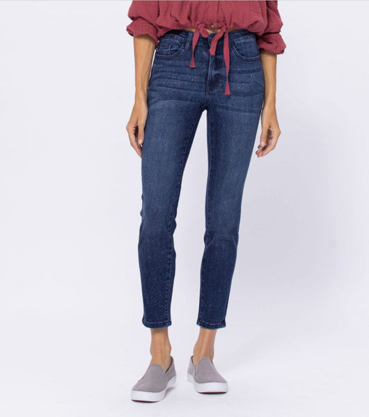 Spots Mid-Rise Mineral Wash Relaxed Jeans by Judy Blue