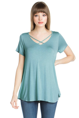 Aqua Strappy Chest Tunic Top - Ruby Rebellion