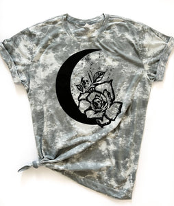 Moon and Roses Skull Tie Dye Tee