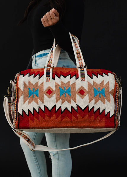 Red, Orange & Tan Aztec Duffel Bag