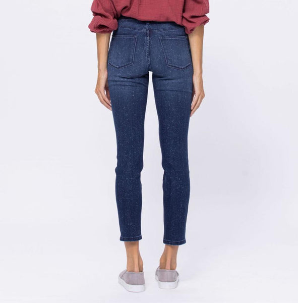 Spots Mid-Rise Mineral Wash Relaxed Jeans by Judy Blue