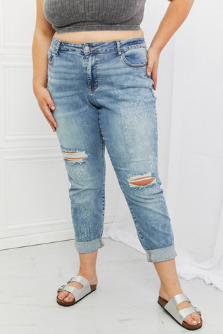 Judy Blue Maika Paisley Patterned Boyfriend Jeans